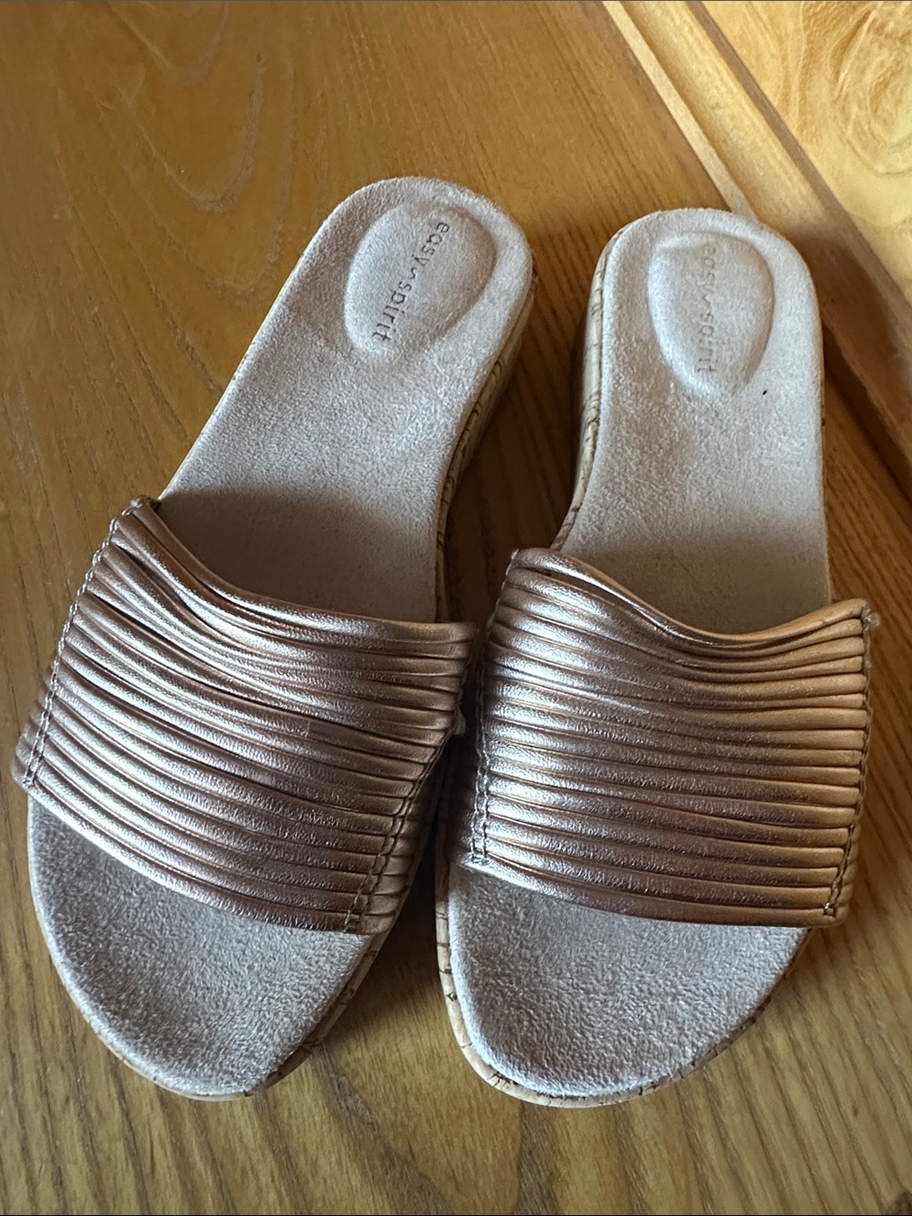 Easy Spirit Women's Metallic Slide Mules in Rose Gold